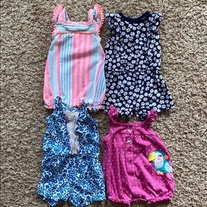 Lot of 4 3M baby girl rompers